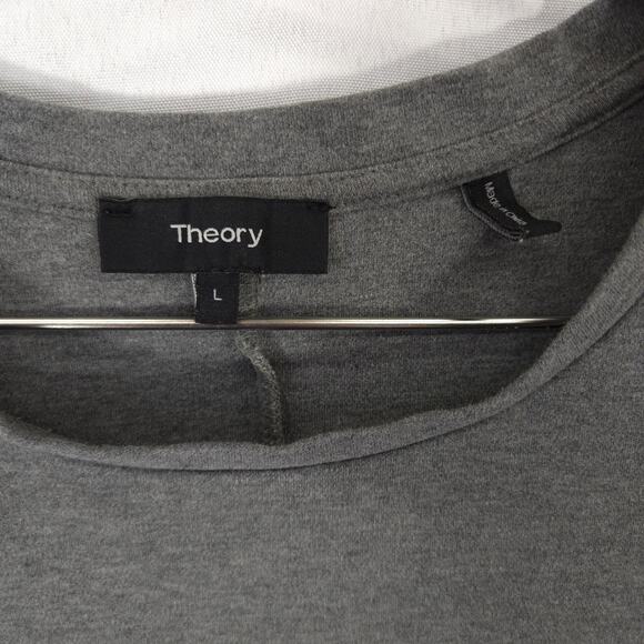 Theory T Shirt Dress Womens L Gray Heather Short Sleeve Pullover Casual Preppy - Picture 7 of 7